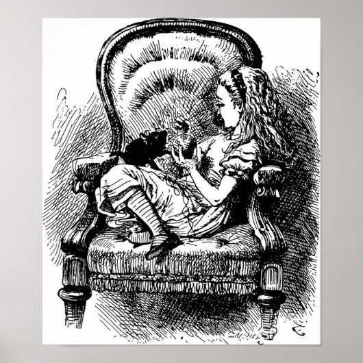 Alice und Kitten Illustration Poster (Vorne)