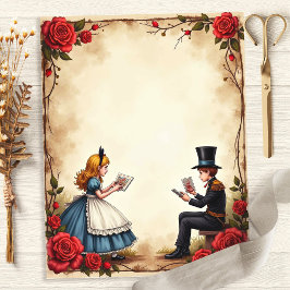 Alice und Mad Hatter Reading Scrapbook Paper