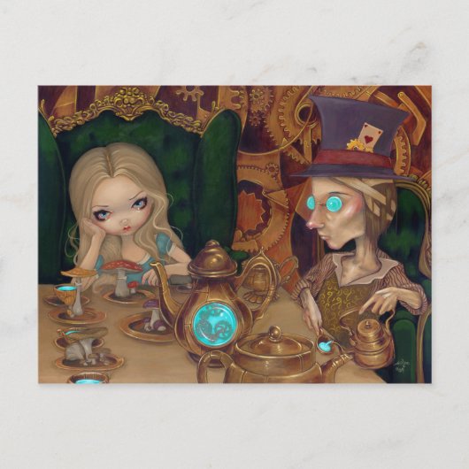 Alice und Mad Hatter Steampunk Postcard Postkarte (Vorderseite)
