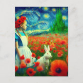 Alice und Rabbit betreten Oz Fantasy Postkarte (Vorderseite)