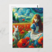 Alice und Rabbit betreten Oz Van Gogh Fantasy Postkarte (Vorne/Hinten)