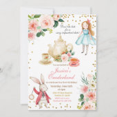Alice und Rabbit Birthday Tea Party Einladung (Vorderseite)
