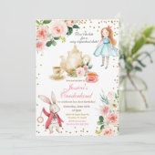 Alice und Rabbit Birthday Tea Party Einladung (Stehend Vorderseite)