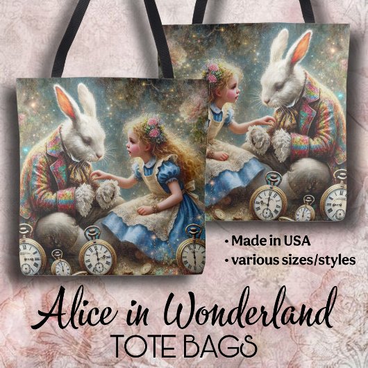 Alice und Rabbit Wonderland Fantasy Art Tasche