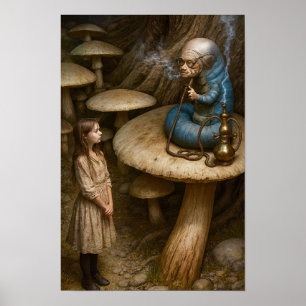Alice und Wasserpfeife rauchende Raupe Poster