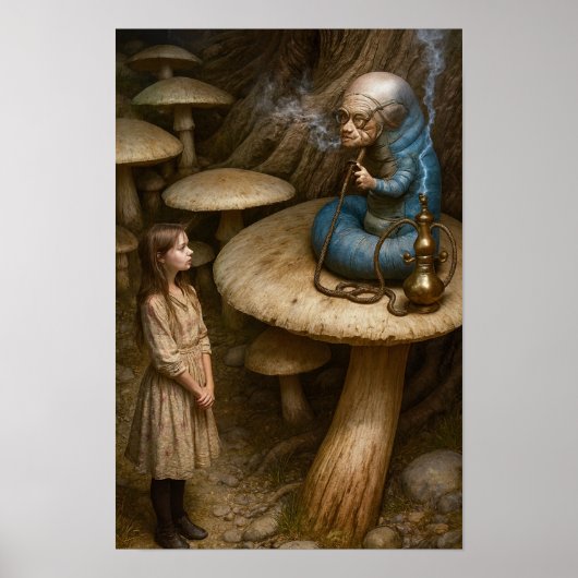 Alice und Wasserpfeife rauchende Raupe Poster (Vorne)