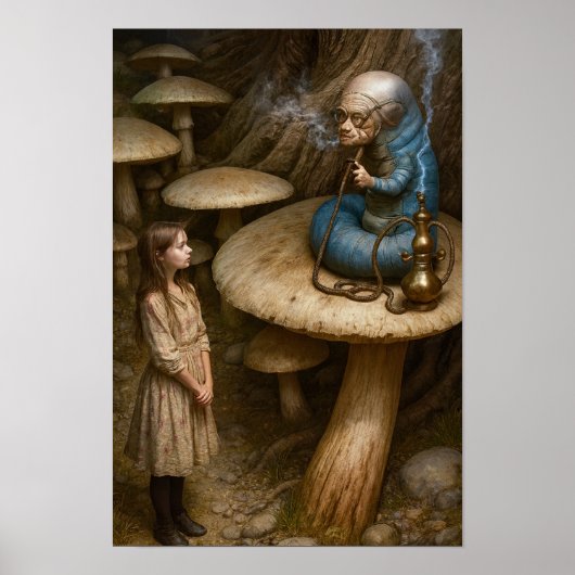 Alice und Wasserpfeife rauchender Caterpillar Poster (Vorne)