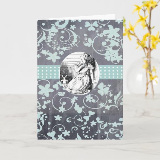 Alice und Wonderland Grußkarte Karte (Gelbe Blume)