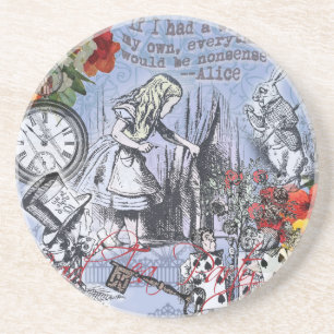 Alice Unsinn Vorhang Wunderland Klassiker Getränkeuntersetzer