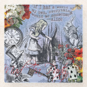 Alice Unsinn Vorhang Wunderland Klassiker Glasuntersetzer