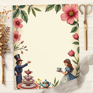 Alice Verrückter Hatter Teeparty Scrapbook Papier