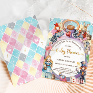 Alice Verrückter Hutmacher Herzkönigin Baby Shower Einladung