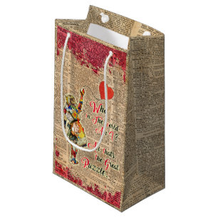 Alice, Verrückter Hutmacher & Kaninchen Vintage Co Kleine Geschenktüte
