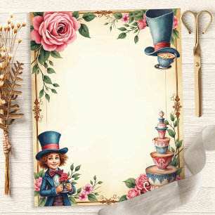 Alice Verrückter Hutter Tee Teetassen Scrapbook Pa