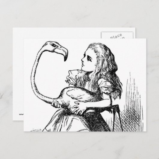 Alice versucht, mit einem Flamingo Krokett zu spie Postkarte (Vorne/Hinten)