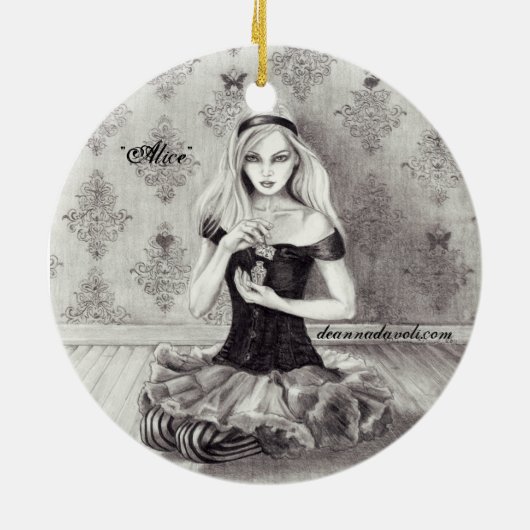 Alice-Verzierungs-Alice im Wunderland-Verzierung Keramikornament (Hinten)