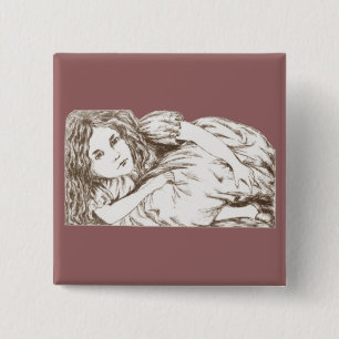 Alice wächst von Lewis Carroll Sepia-Tönung Button