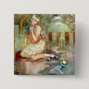 Alice wächst zu groß für das Haus in Wonderland Button