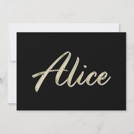 Alice white gold Handwriting Karte (Vorderseite)