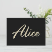 Alice white gold Handwriting Karte (Stehend Vorderseite)