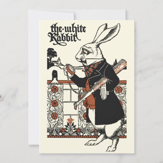 Alice White Rabbit Classic Wonderland Einladung (Rückseite)