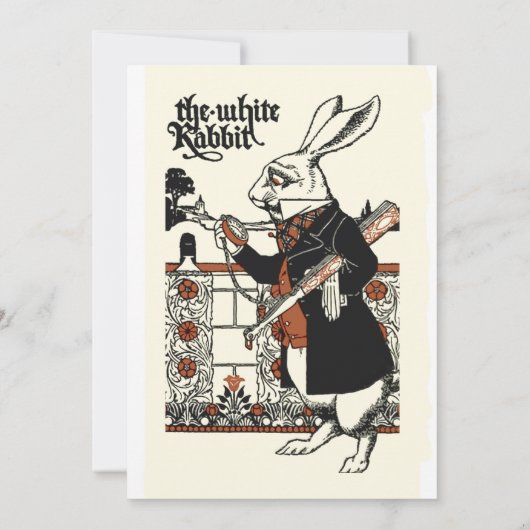 Alice White Rabbit Classic Wonderland Einladung (Rückseite)