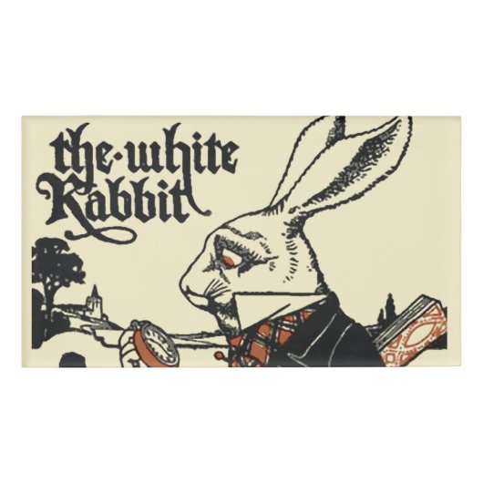 Alice White Rabbit Classic Wonderland Namenschild (Vorderseite)