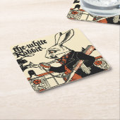 Alice White Rabbit Classic Wonderland Rechteckiger Pappuntersetzer (angewinkelt)