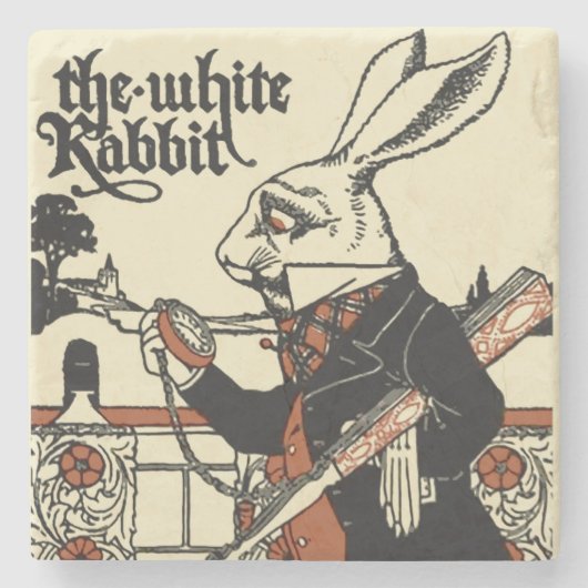 Alice White Rabbit Classic Wonderland Steinuntersetzer (Vorderseite)