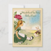 Alice & White Rabbit Wonderland Babydusche Einladung (Vorderseite)