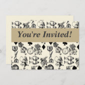 Alice White Rabbit Wonderland Cheshire Cat Einladung (Vorne/Hinten)