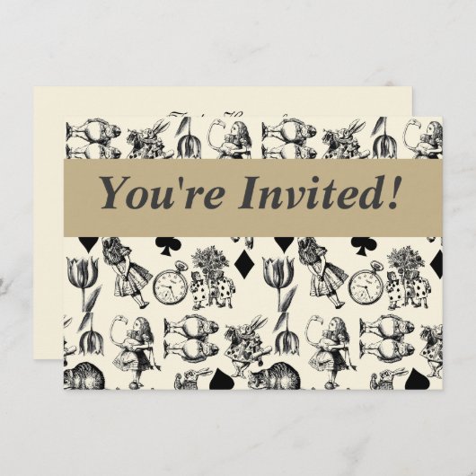 Alice White Rabbit Wonderland Cheshire Cat Einladung (Vorne/Hinten)