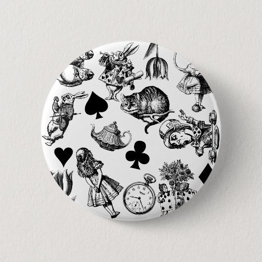 Alice White Rabbit Wonderland Classic Button (Vorderseite)
