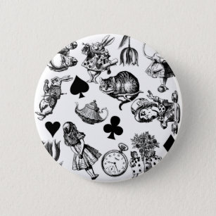 Alice White Rabbit Wonderland Classic Button