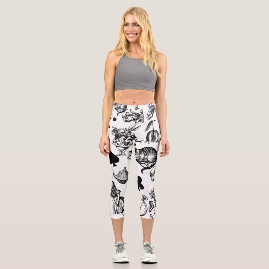 Alice White Rabbit Wonderland Classic Capri Leggings (Vorderseite)
