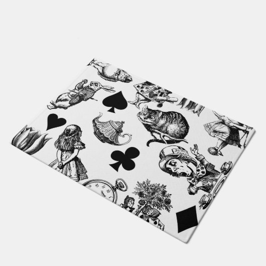 Alice White Rabbit Wonderland Classic Fußmatte (Schrägansicht)