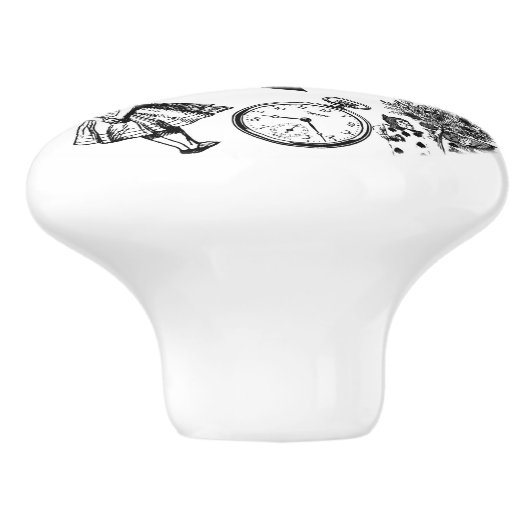 Alice White Rabbit Wonderland Classic Keramikknauf (Seitenansicht)