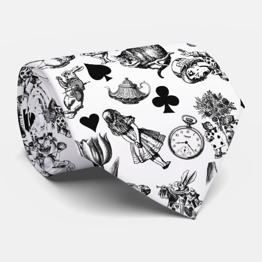 Alice White Rabbit Wonderland Classic Krawatte (Gerollt)
