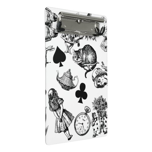 Alice White Rabbit Wonderland Classic Mini Klemmbrett (Schrägansicht)