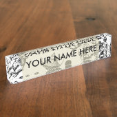 Alice White Rabbit Wonderland Classic Namensplakette (Seite)