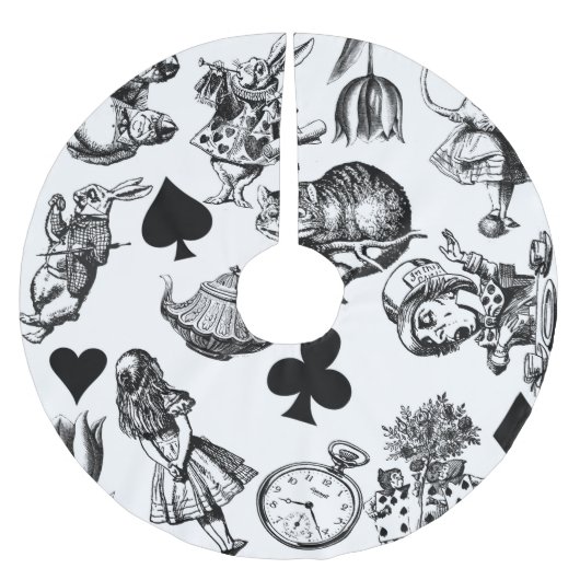 Alice White Rabbit Wonderland Classic Polyester Weihnachtsbaumdecke (Vorderseite)