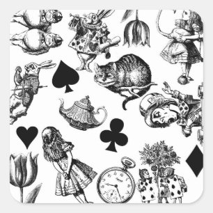 Alice White Rabbit Wonderland Classic Quadratischer Aufkleber