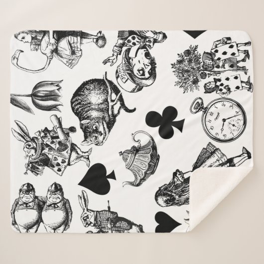 Alice White Rabbit Wonderland Classic Sherpadecke (Vorderseite (Horizontal))