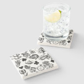 Alice White Rabbit Wonderland Classic Steinuntersetzer (Seitenansicht)