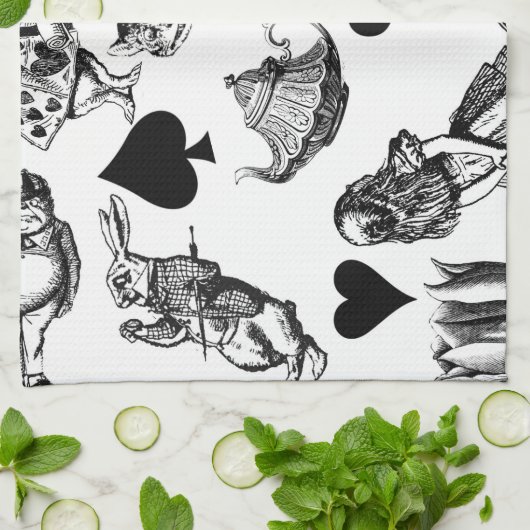 Alice White Rabbit Wonderland Geschirrtuch (Gefaltet)