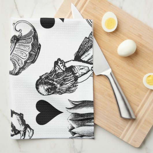 Alice White Rabbit Wonderland Geschirrtuch (Viertel Falte)