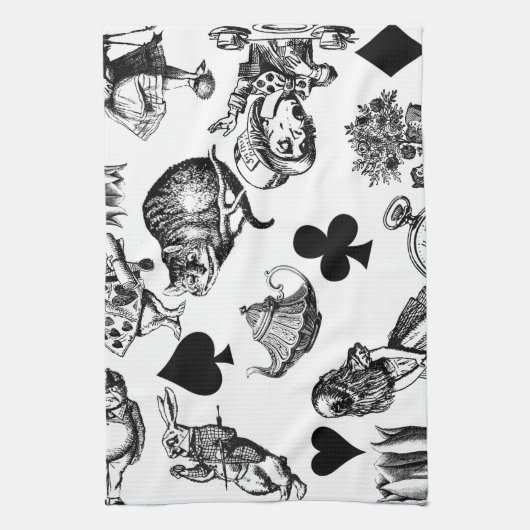 Alice White Rabbit Wonderland Geschirrtuch (Vertikal)