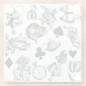 Alice White Rabbit Wonderland Glasuntersetzer (Rückseite)