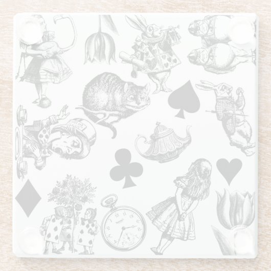 Alice White Rabbit Wonderland Glasuntersetzer (Rückseite)