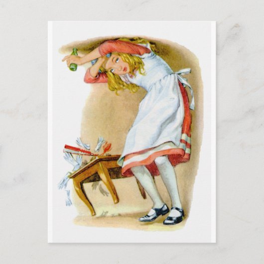 Alice wird zu groß! Oh nein! Postkarte (Vorderseite)